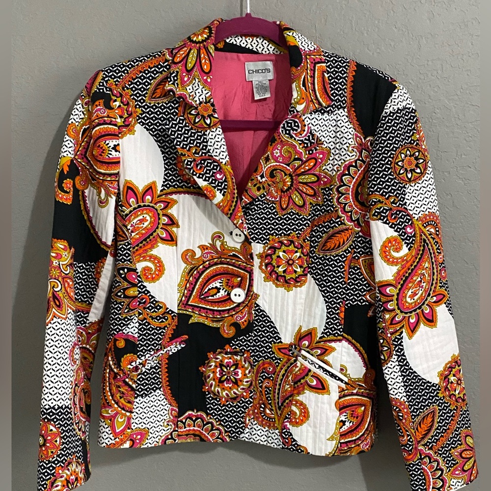 Colorful Chicos women's blazer size 0 - Picture 2 of 6